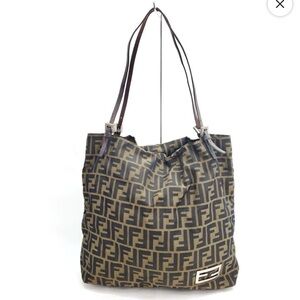 Fendi shoulder tote Zucca FF monogram canvas brown large bag